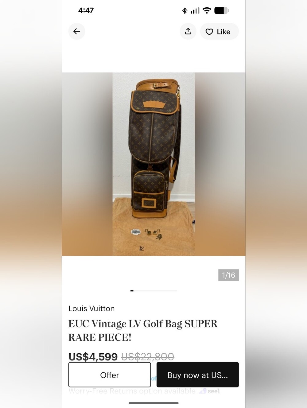 Early 80's "Louis Vuitton" Monogram Golf Club Bag - *Display Piece* - Rare Find! - Picture 16 of 16